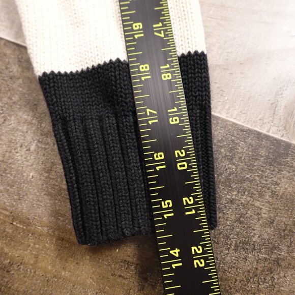 Polo Ralph Lauren Unisex Cream & Black Striped Cotton Half-Zip Sweater Size L - Picture 9 of 10